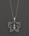 Diamond Butterfly Pendant Necklace in 14K White Gold and Black Rhodium, 0.15 ct. t.w.