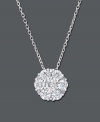 Add a simple silhouette packed with sparkle and shine. This ball pendant features a chic cluster of round-cut diamonds (1/4 ct. t.w.). Crafted in 14k white gold. Approximate length: 16 inches. Approximate drop: 1/4 inch.
