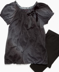 As if she could shine any brighter, this tunic and legging set from Tempted puts a little extra twinkle in her eye. As if she could shine any brighter, this tunic and legging set from Tempted puts a little extra twinkle in her eye.