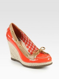 New take on the classic boat shoe, this vibrant leather and patent leather design has metal-tip laces and a chunky espadrille wedge. Hemp wedge, 3½ (90mm)Hemp platform, 1 (25mm)Compares to a 2½ heel (65mm)Leather and Patent leather upperLeather liningRubber solePadded insoleImportedOUR FIT MODEL RECOMMENDS ordering true size. New take on the classic boat shoe, this vibrant leather and patent leather design has metal-tip laces and a chunky espadrille wedge. Hemp wedge, 3½ (90mm)Hemp platform, 1 (25mm)Compares to a 2½ heel (65mm)Leather and Patent leather upperLeather liningRubber solePadded insoleImportedOUR FIT MODEL RECOMMENDS ordering true size.