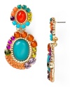 Be boho bold in this pair of clustered double drop earrings from Aqua, which flaunt a rainbow of multi colored gem stones.