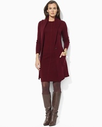 A soft knit cardigan is crafted in a longer silhouette that is ideal for layering, and finished with a chic shawl collar. A soft knit cardigan is crafted in a longer silhouette that is ideal for layering, and finished with a chic shawl collar.