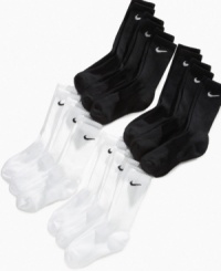 Don't fret about his feet! This six-pack of crew-length socks from Nike is guaranteed to perform. Don't fret about his feet! This six-pack of crew-length socks from Nike is guaranteed to perform.