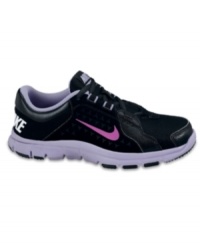 She'll hit the ground running with this lightweight and flexible everyday sneaker by Nike. She'll hit the ground running with this lightweight and flexible everyday sneaker by Nike.