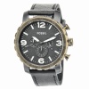 Fossil Men's JR1357 Nate Chronograph Black Leather Watch