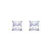 14K White Gold 5mm Princess CZ Solitaire Basket Stud Earrings with Screw-back for Children and Women