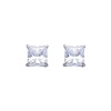 14K White Gold 5mm Princess CZ Solitaire Basket Stud Earrings with Screw-back for Children and Women