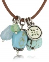 NINE WEST VINTAGE AMERICA Rock On Worn Silver-Tone Turquoise Colored Stones Cord Pendant Necklace