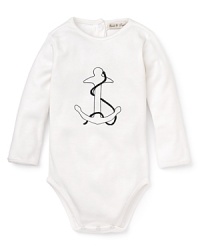 Everyday casual just got more sophisticated with an anchor print bodysuit from Pearls & Popcorn. Everyday casual just got more sophisticated with an anchor print bodysuit from Pearls & Popcorn.