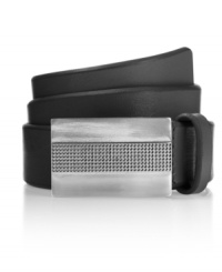 A textured buckle is all you need to make a bold statement. This leather dress belt from Sean John does all the work for you. A textured buckle is all you need to make a bold statement. This leather dress belt from Sean John does all the work for you.