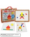 Designed for hours of play and ideal for travel, this wooden magnetic board includes 120 colorful geometric magnets. Younger children will enjoy using the shapes to replicate the 12 geometric pictures included, while older children will enjoy creating mosaic patterns and pictures directly on the magnetic board.