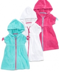 Under cover! When she's done playing in the water keep her covered up in style in this terry cloth piece from Pink Platinum. Under cover! When she's done playing in the water keep her covered up in style in this terry cloth piece from Pink Platinum.