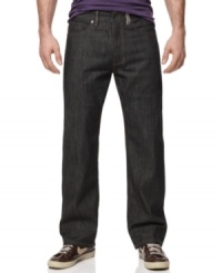 A dark wash and comfortable, relaxed fit make these Sean John jeans a must-have for relaxed weekend wear. A dark wash and comfortable, relaxed fit make these Sean John jeans a must-have for relaxed weekend wear.