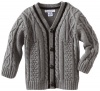 Kitestrings Baby-boys Infant Cable Knit Button Front Cardigan Sweater, Graphite, 12 Months