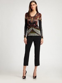 This perfect layering piece is rendered in a finespun silk/cashmere blend, and patterned with a lively paisley-inspired print.V necklineLong sleevesButton frontCurved hemlineAbout 20 from shoulder to hem55% silk/45% cashmereDry cleanMade in ItalyModel shown is 5'11 (180cm) wearing US size 4. This perfect layering piece is rendered in a finespun silk/cashmere blend, and patterned with a lively paisley-inspired print.V necklineLong sleevesButton frontCurved hemlineAbout 20 from shoulder to hem55% silk/45% cashmereDry cleanMade in ItalyModel shown is 5'11 (180cm) wearing US size 4.