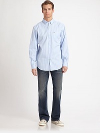 Signature five-pocket bootcut with favorite ghost-squiggle back pocket detail, rinsed and faded to perfection for a well-worn look.Five-pocket styleInseam, about 34CottonMachine washMade in USA Signature five-pocket bootcut with favorite ghost-squiggle back pocket detail, rinsed and faded to perfection for a well-worn look.Five-pocket styleInseam, about 34CottonMachine washMade in USA