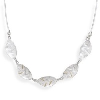 14 Karat Gold and Sterling Silver Leave Design Necklace 14 Karat Gold and Sterling Silver Leave Design Necklace