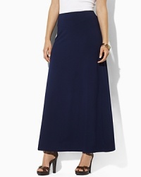 A breezy maxi skirt is rendered in an A-line silhouette of soft modal jersey for a flattering fit. A breezy maxi skirt is rendered in an A-line silhouette of soft modal jersey for a flattering fit.