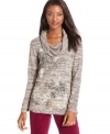 A foiled scroll print elevates this cowlneck sweater from Style&co.