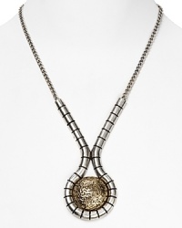 Inject some serious edge into your jewel box with this molten pendant necklace from Low Luv by Erin Wasson, crafted for a tough-chic look from silver plated metal. Inject some serious edge into your jewel box with this molten pendant necklace from Low Luv by Erin Wasson, crafted for a tough-chic look from silver plated metal.