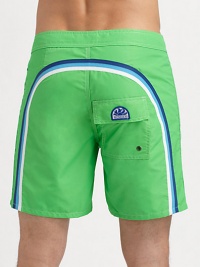 Comfortable, quick dry trunks have a lace-up waist and signature rainbow detail across the back and down the leg.Drawstring waistGrip-tape flyBack flap pocket with grip-tape closureInseam, about 7NylonMachine washImported Comfortable, quick dry trunks have a lace-up waist and signature rainbow detail across the back and down the leg.Drawstring waistGrip-tape flyBack flap pocket with grip-tape closureInseam, about 7NylonMachine washImported