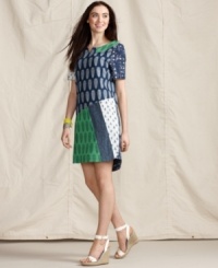 Rendered from breezy cotton, and featuring mixed tribal prints, this Tommy Hilfiger dress is inspired by African communities as part of the Millennium Promise collection. Rendered from breezy cotton, and featuring mixed tribal prints, this Tommy Hilfiger dress is inspired by African communities as part of the Millennium Promise collection.