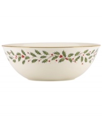 Perfect for entertaining, this large bowl is trimmed with gold and a holly motif to match the beloved Lenox Holiday dinnerware collection. Perfect for entertaining, this large bowl is trimmed with gold and a holly motif to match the beloved Lenox Holiday dinnerware collection.