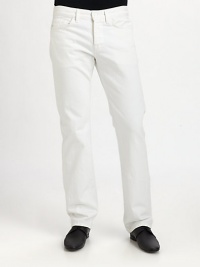 A crisp, clean approach to summer style, incorporate this straight-leg silhouette into any colorful wardrobe.Five-pocket styleInseam, about 33CottonMachine washMade in USA A crisp, clean approach to summer style, incorporate this straight-leg silhouette into any colorful wardrobe.Five-pocket styleInseam, about 33CottonMachine washMade in USA