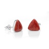 925 Sterling Silver Genuine Tiny Red Sea Bamboo Coral Triangle Post Stud Earrings 9 mm Fashion Jewelry for Women, Teens, Girls - Nickel Free