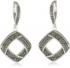 Judith Jack Sterling Silver and Marcasite Pave Square Drop Earrings