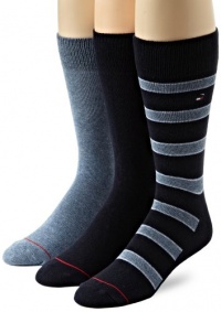 Tommy Hilfiger Men's 3 Pack Multi Stripe Crew Socks Tommy Hilfiger Men's 3 Pack Multi Stripe Crew Socks