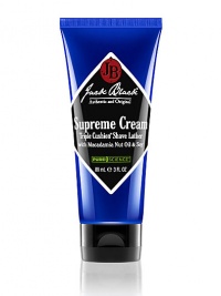 Supreme Cream Triple Cushion Shave Lather. The ultimate rich lather shave cream. The luxurious, creamy lather lifts whiskers up, away from the skin, for a smooth, ultra-close shave. Triple Cushion technology, with three protective hydrating layers, allows the razor to glide close to skin while offering a cushion of protection against razor burn irritation, nicks and cuts. Can be used with or without a brush. 3 oz. 