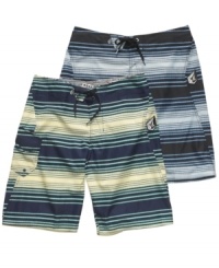 Hit the sand in style. These Volcom board shorts give you the rad striped style you want. Hit the sand in style. These Volcom board shorts give you the rad striped style you want.