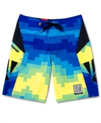 Hit the beach in style wearing these performance board shorts from Volcom. Hit the beach in style wearing these performance board shorts from Volcom.