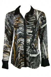 Calvin Klein Womens Printed Button Front Top Calvin Klein Womens Printed Button Front Top