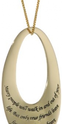 Gold over Sterling Silver Many People Will Walk In and Out of Your Life, But Only True Friends Leave Footprints In Your Heart-Eleanor Roosevelt Oval Pendant Necklace, 18 Gold over Sterling Silver Many People Will Walk In and Out of Your Life, But Only True Friends Leave Footprints In Your Heart-Eleanor Roosevelt Oval Pendant Necklace, 18