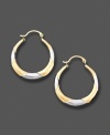 A cool, contemporary look. These 14k yellow and white gold hoop earrings feature a polished and graduated design.