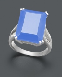 Spruce up your spring wardrobe with this chic cocktail ring. A rectangular-cut agate stone (16 mm x 12 mm) sits prominently in a sterling silver setting accented by sparkling diamonds. Size 7. Spruce up your spring wardrobe with this chic cocktail ring. A rectangular-cut agate stone (16 mm x 12 mm) sits prominently in a sterling silver setting accented by sparkling diamonds. Size 7.