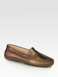 Shimmering metallic leather forms this preppy staple with a rubber sole. Metallic leather upperLeather liningRubber solePadded insoleMade in Italy Shimmering metallic leather forms this preppy staple with a rubber sole. Metallic leather upperLeather liningRubber solePadded insoleMade in Italy