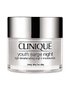Building on Sirtuin technology, Clinique science uses youth-extending agents to create a nightly moisturizer that helps intensify the nightly cycle of natural repair. Plumped with natural collagen, lines and wrinkles appear to evaporate. Skin gains that energized 8-hour effect come morning.
