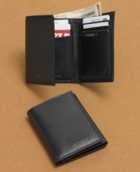 Crafted in smooth leather and imprinted with Nautica's logo, this classic trifold wallet updates any guy's collection with timeless sophistication. Crafted in smooth leather and imprinted with Nautica's logo, this classic trifold wallet updates any guy's collection with timeless sophistication.