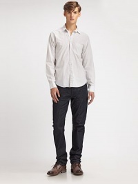 Premium American denim in a clean, dark wash with a new low-rise cut. Slightly taperedInseam, about 34CottonMachine washMade in USAAdditional Information Men's Pants, Shorts & Swimwear - Waist Sizing (European Equivalents) Premium American denim in a clean, dark wash with a new low-rise cut. Slightly taperedInseam, about 34CottonMachine washMade in USAAdditional Information Men's Pants, Shorts & Swimwear - Waist Sizing (European Equivalents)