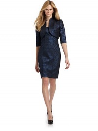 THE LOOKOpen frontVented three-quarter sleevesPrincess seamsTHE FITAbout 14 from shoulder to hemTHE MATERIALPolyesterFully linedCARE & ORIGINDry cleanImportedModel shown is 5'10 (177cm) wearing US size 4. THE LOOKOpen frontVented three-quarter sleevesPrincess seamsTHE FITAbout 14 from shoulder to hemTHE MATERIALPolyesterFully linedCARE & ORIGINDry cleanImportedModel shown is 5'10 (177cm) wearing US size 4.