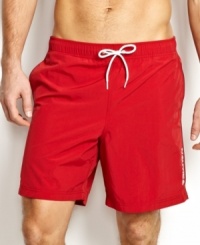 These swim trunks from Nautica will highlight your bold beach style. These swim trunks from Nautica will highlight your bold beach style.