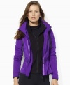 Lauren Ralph Lauren's adjustable cinched waist lends a chic, feminine feel to a sporty jacket constructed with a soft Polarfleece® facing and angled zip pockets at the chest.