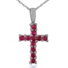 Ruby Cross Pendant in Sterling Silver, 18 Necklace, 1/2ct tgw.