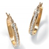 PalmBeach Jewelry Diamond Accent 14k Yellow Gold Diamond Fascination Hoop Earrings