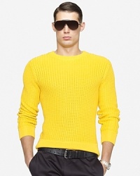 Crafted in a textural knit from luxe silk and cotton yarns, a trim-fitting sweater exudes vintage character with a slightly stretched crewneck collar for the quality of a well-worn favorite. Crafted in a textural knit from luxe silk and cotton yarns, a trim-fitting sweater exudes vintage character with a slightly stretched crewneck collar for the quality of a well-worn favorite.