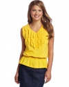 Jones New York Women's Petite Sleeveless Ruffle Knit Top