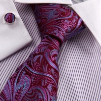 Purple pattern designer mens ties dark magenta Florals boyfriend gift silk tie cufflinks set A2096